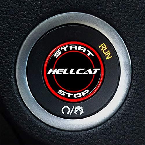 Moto Badge Hellcat Ignition Push Start Button Overlay for Dodge Challenger and Charger (Red 212)
