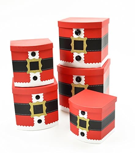 Christmas Nested Gift Boxes, Santa's Belt (Set of 5 Boxes)