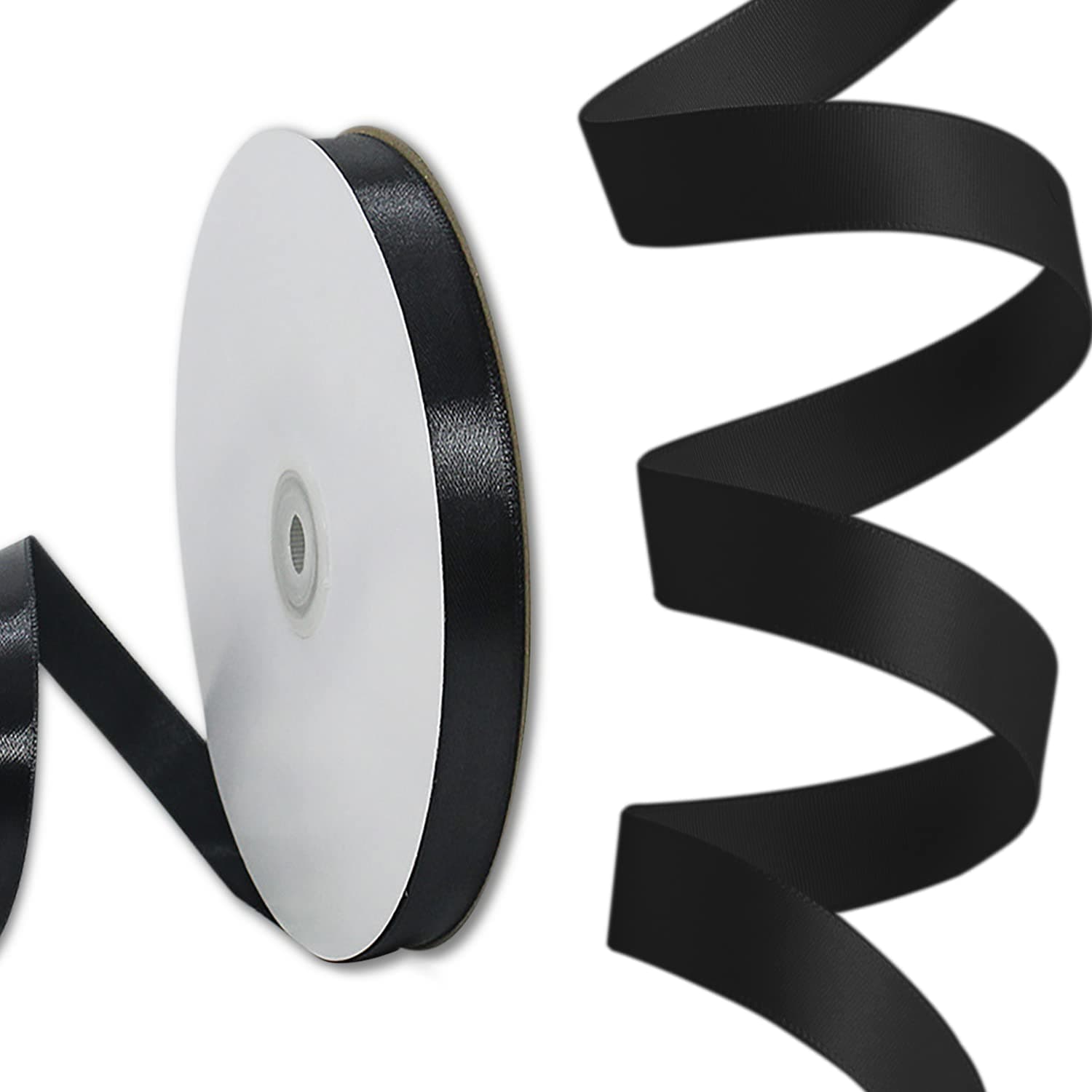 5/8 inches Wide x 100 Yards Single Face Polyester Satin Ribbon, Satin Ribbons for Crafts, Bow Making, Wedding Decor, Sewing, Gift Package Wrapping and More (Black)