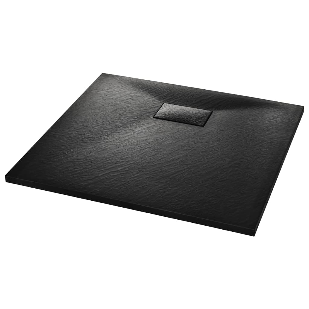 vidaXL Low Profile Black Shower Base Tray - 35.4"x31.5" - Durable, Stain- SMC Material - Skid- Surface - Easy Cleaning