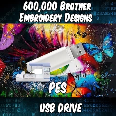 600,000 Embroidery Machine Patterns Designs Brother PES on USB