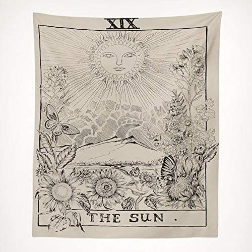 Mofeng Tarot Astrology Divination Sun Stars Moon Pattern Wall Hanging Tapestry Beach Blanket, 79" x 59"