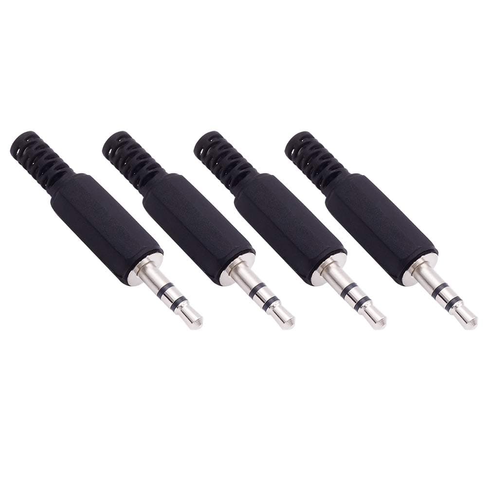 4 Pack 3.5mm Replacement Repair Plug Jack TRS 3 Pole Stereo Male Plug 1/8" 3.5mm Solder Type DIY Audio Cable Connector for Headphone Headset Earphone Cable Repair
