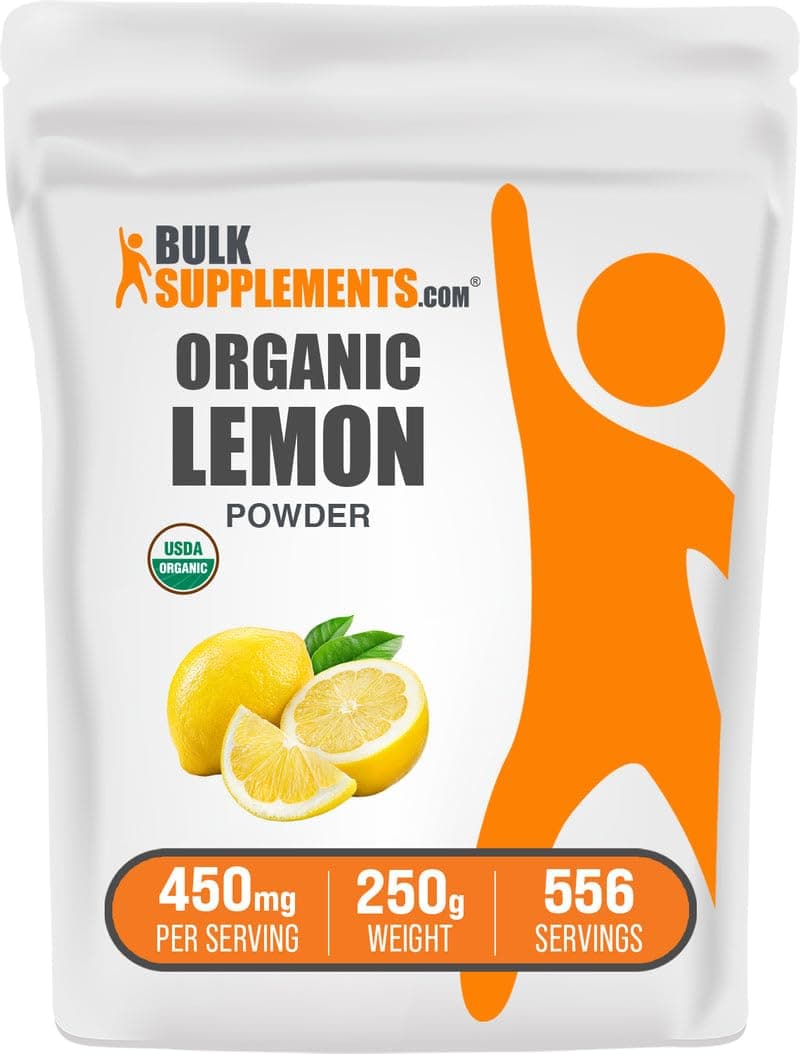 BulkSupplements.com Organic Lemon Powder - Natural Vitamin C Source, Fruit Powder, Lemon Flavoring - Gluten Free, 450mg per Serving, 250g (8.8 oz) (Pack of 1)