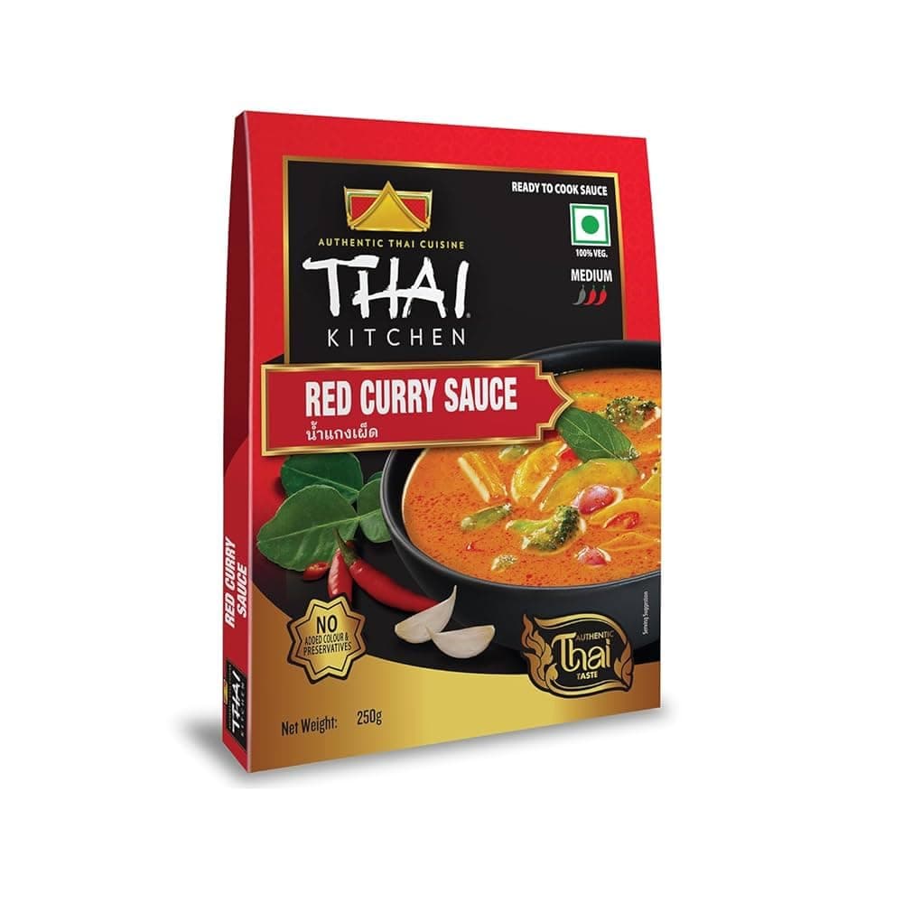 Thai Kitchen Red Curry Sauce (250g) | Authentic Thai Cuisine | Medium Spicy | Ready To Cook | No Added Colour & Preservatives | 100% Vegetarian