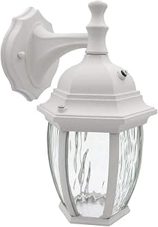 LED Outdoor Wall Light - Features Clear Water Glass, 3000K Warm White, 580 Lumens, Dusk to Dawn Photocell Light Sensor, Patio or Porch Sconce Fixture, Ideal for Exterior Decor Lighting - White