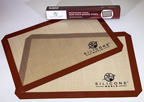Silicone World - Professional Grade Silicone Baking Mat - Incredible Reusable 2-Pack, Durable, Non-stick Fiberglass 11-5/8 x 6-1/2 Oven Sheets, Eco-friendly, Non-toxic and BPA-free