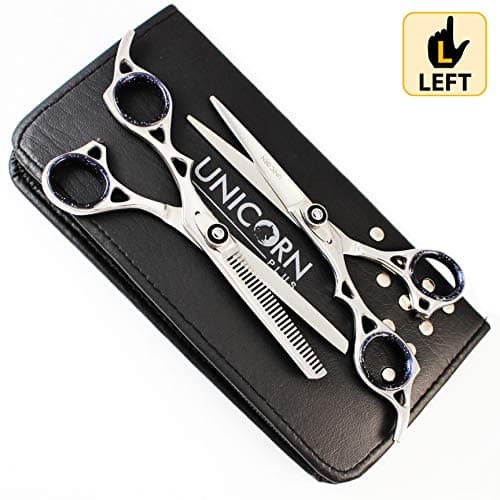 Extra Sharp [Left Handed] Professional Barber Scissors 6.5"Inches - Authentic Salon Hair Cutting Scissors - Black Finish Hair Cutting Scissors trimming scissors comes in a Leather Scissors Case