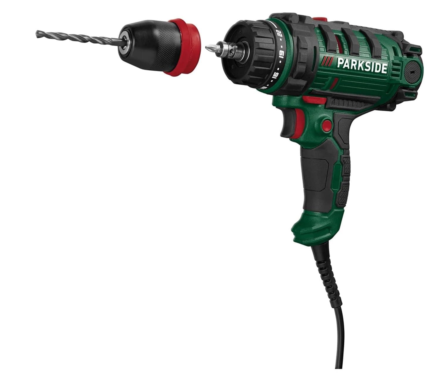 Powerful 2-speed drill PNS 300 B3 Robust and durable with 22 levels + drilling level up to 1600 revolutions per minute, non-slip soft handle, spindle look, accessories included