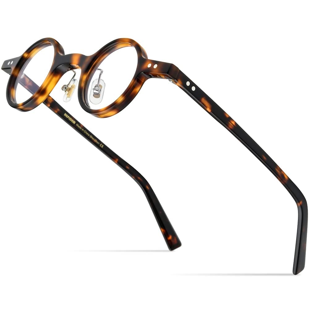 HEPIDEM Acetate Glasses Frame Men,Left Square Right Round Vintage Retro Optical Eyeglasses