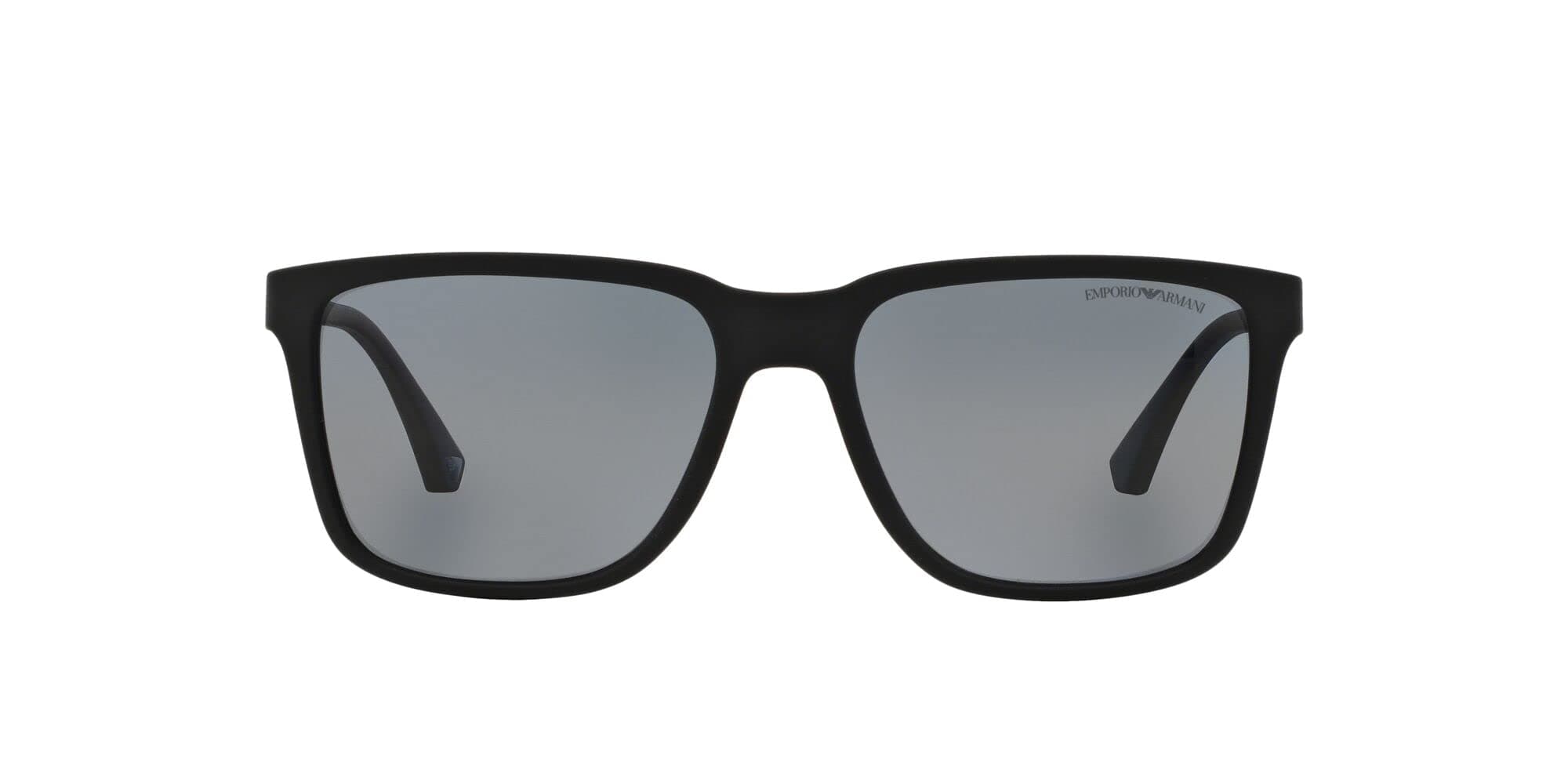 EA4047 Sunglasses, Rubber Black/Grey Polarized, 56 mm