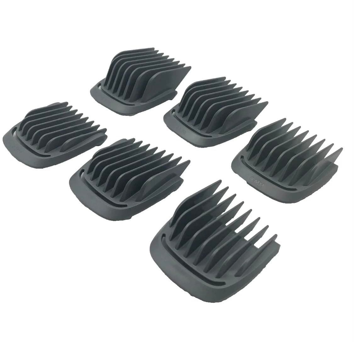 Replacement 6 Piece Set (for Extra Wide 41mm T Blade Only) Haircut Guide Guard Comb for Philips Norelco Multigroom (View Photos and Description for Compatible Models and Blade Sizes)