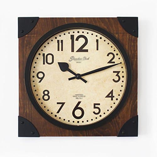 Large Square Wood Wall Clock Simple Creative Modern Watches And Clocks Living Room Bedroom Art Solid Wood Clock 39.3 * 39.3CM ( Color : #1 )