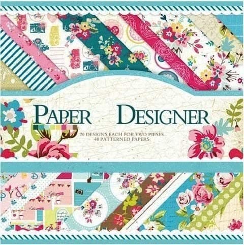 Qatalitic Paper Designer Pattern Design Printed Papers for Art and Craft, DIY Greeting Card Making and Project Book Making (VS8005, 8 X 8 Inch), Set of 40 Sheets