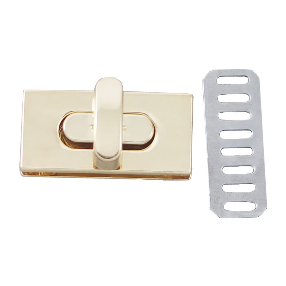 Bluemoona 5 PCS - Turn Button Latch Closure for Catch Tuck Leather Purse Bag Handbag Square 17.5mm x 35mm (Gold)