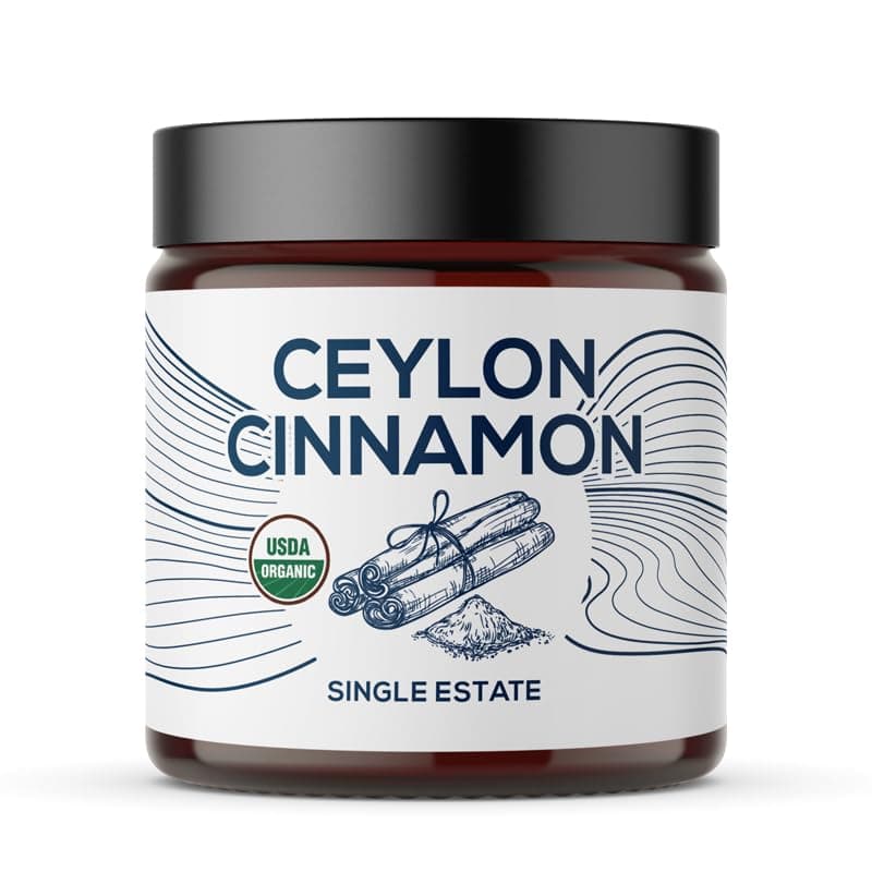 One Farm by WAAYB Organic Ceylon Cinnamon, Single Estate, Freshly Ground Premium Sri Lanka Cinnamon, Non-GMO, Fair-Trade & Gluten Free in Resealable Jar for Cooking, Smoothies, Lattes & Tea
