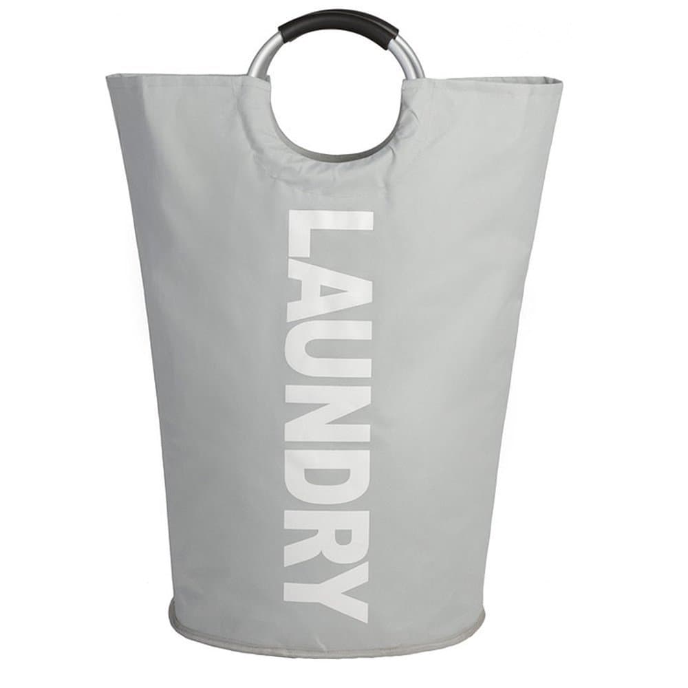 Foldable Heavy-duty Laundry Basket Waterproof Bag with Double Round Rings Jumbo College Laundry Hamper (Light Grey)