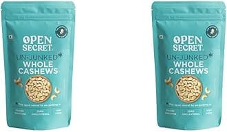 Open Secret Premium Cashew | 200g | Whole Cashew Nuts, Dry Fruits, Kaju, Healthy Snacks, Cashews, Cashew 200gm, Nutritious & Delicious, Healthy Dry Fruits, Gluten Free & High Protein (Pack of 2)