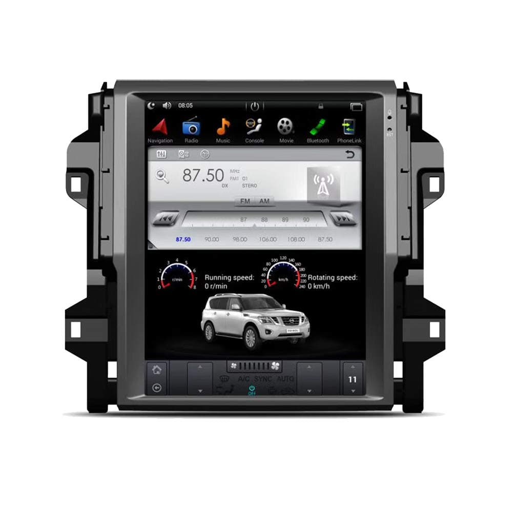 12.1 Inch IPS Vertical Screen Tesla Style Android 7.1 Touch Screen Car Stereo Radio GPS Navigation for Toyota Fortuner Revo 2016 Up Auto A/C Headunit Multimedia Bluetooth WiFi 4G