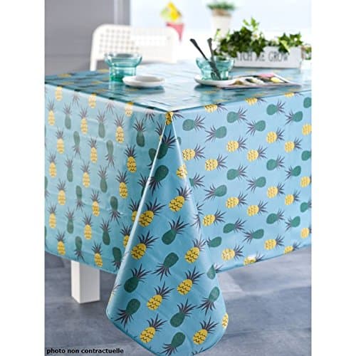 Waxed Tablecloth, Pineapple Lagoon Design, 140 x 200 cm
