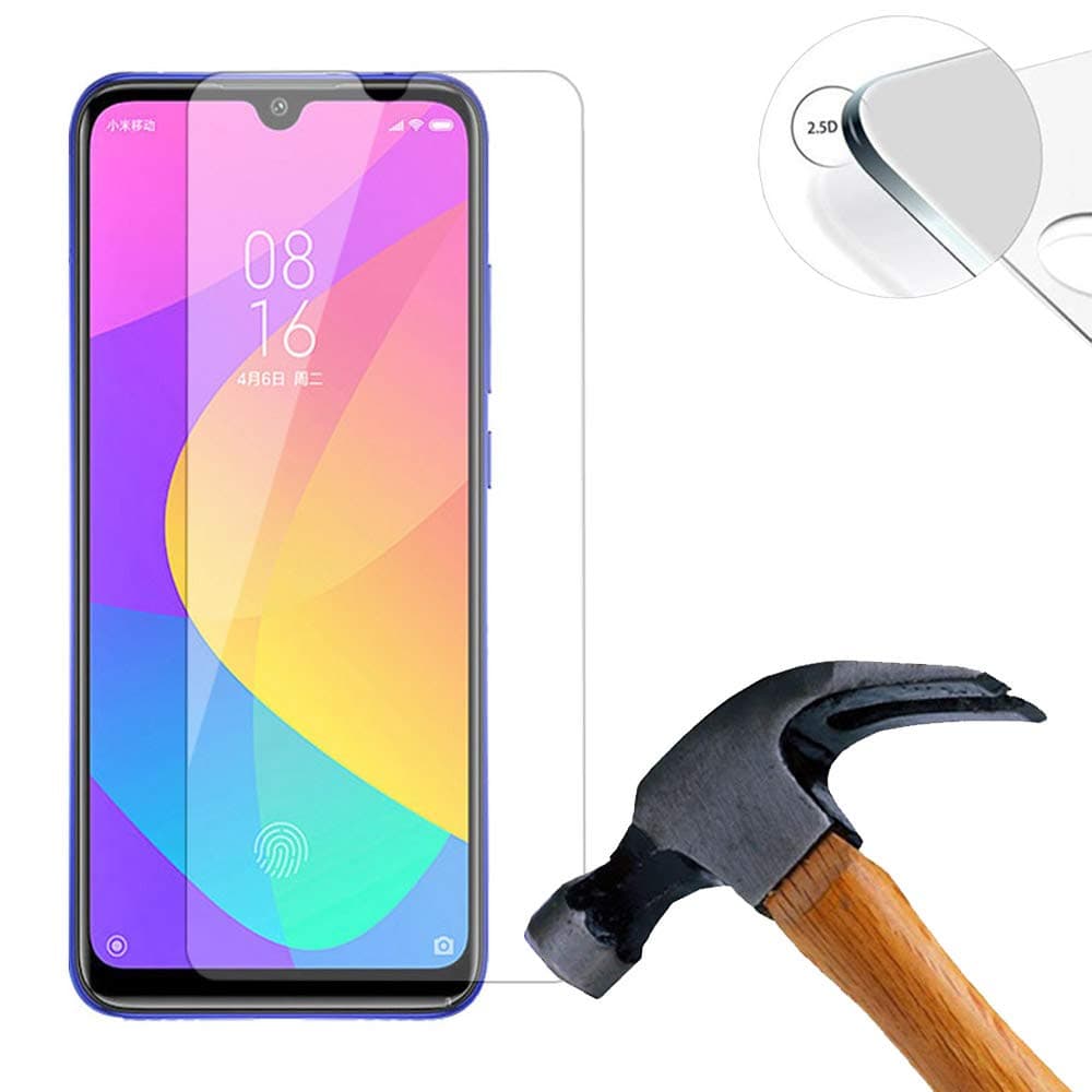 Lusee 2 x Pack Tempered Glass for Xiaomi Mi A3 6.01 Inch Screen Protector Hardglass Display Film (only cover the flat portion)