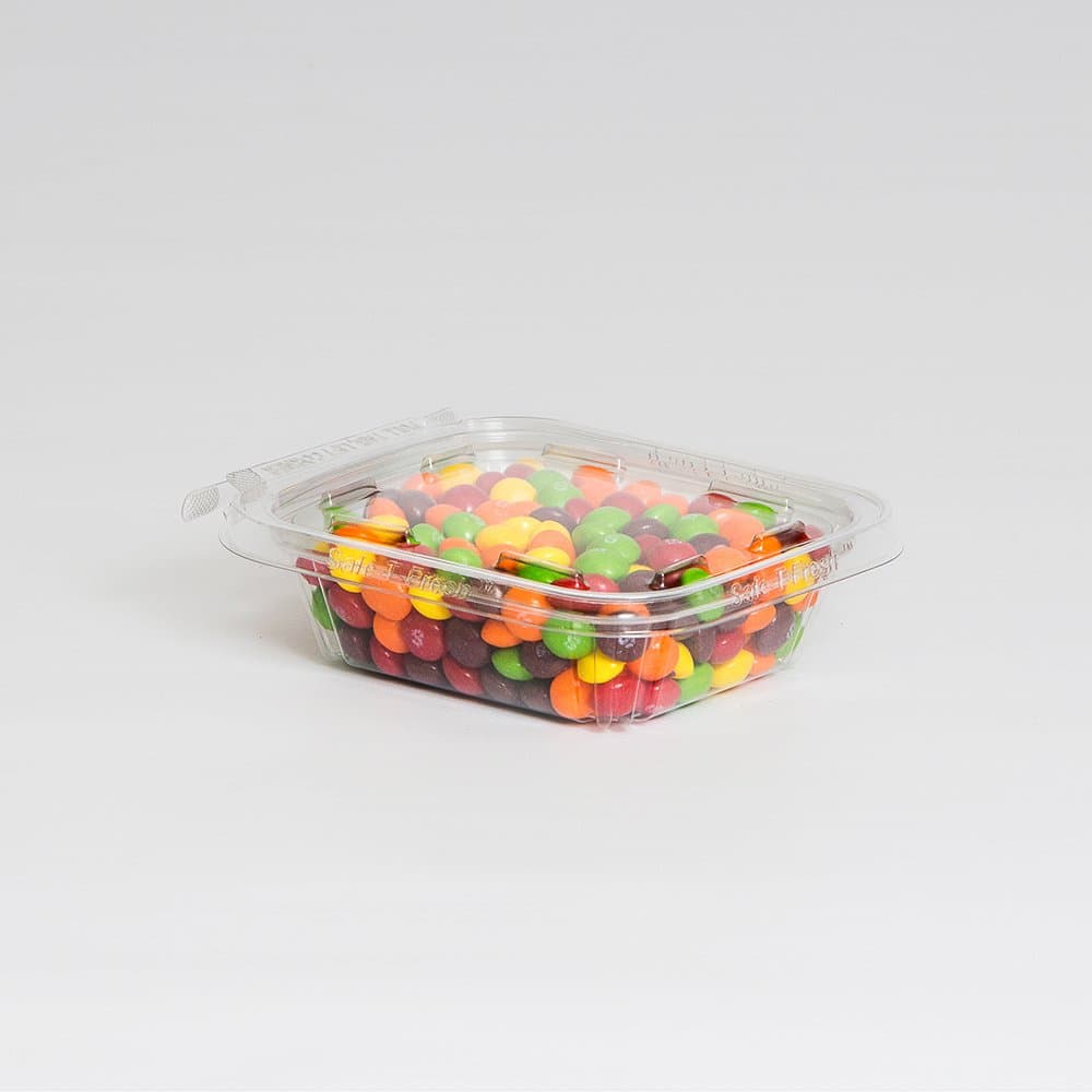 Inline PlasticsSafe T Fresh Tamper Evident Food Container 8 OZ Clear Hinged with HangerCase of 240