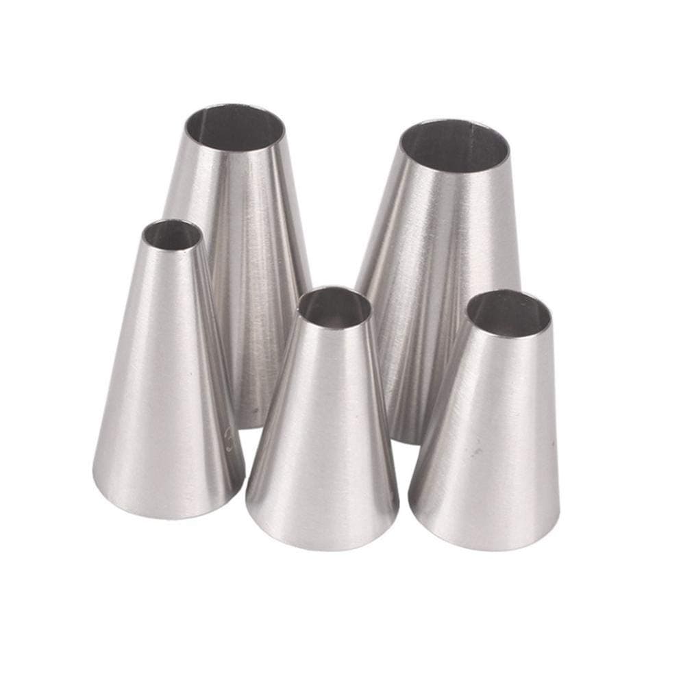 5pcs Icing Piping Nozzle Large Tips Cream Cake Decorating Cupcake Fondant Macaron Stainless Steel Round Hole Shape
