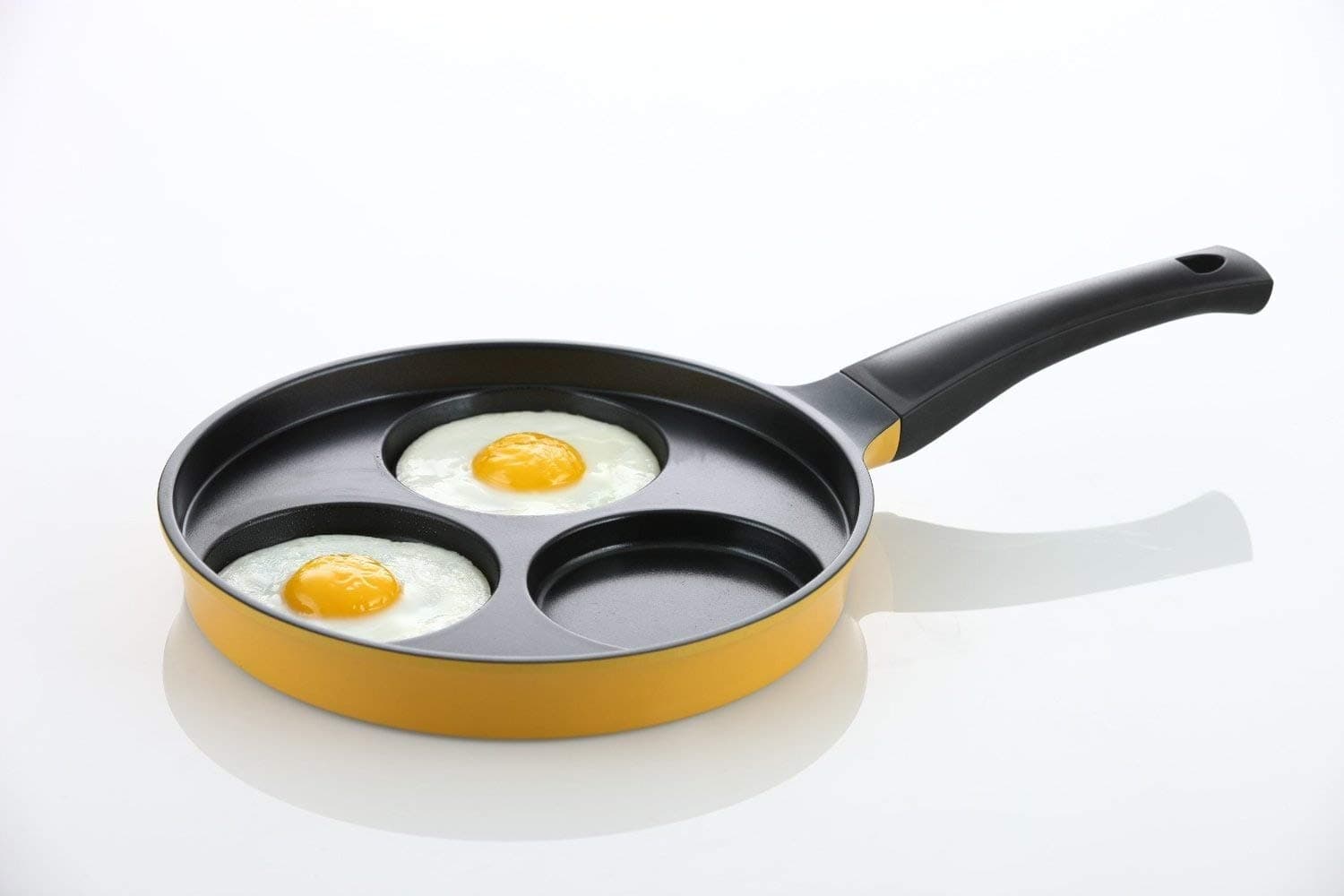 Flamekiss 9.5" Orange Ceramic Coated Nonstick 3-Cup Egg Cooker Pan by Amor, Innovative & Elegant Design, Nano Ceramic Coating w/ Silver Ion (100% PTFE & PFOA Free)