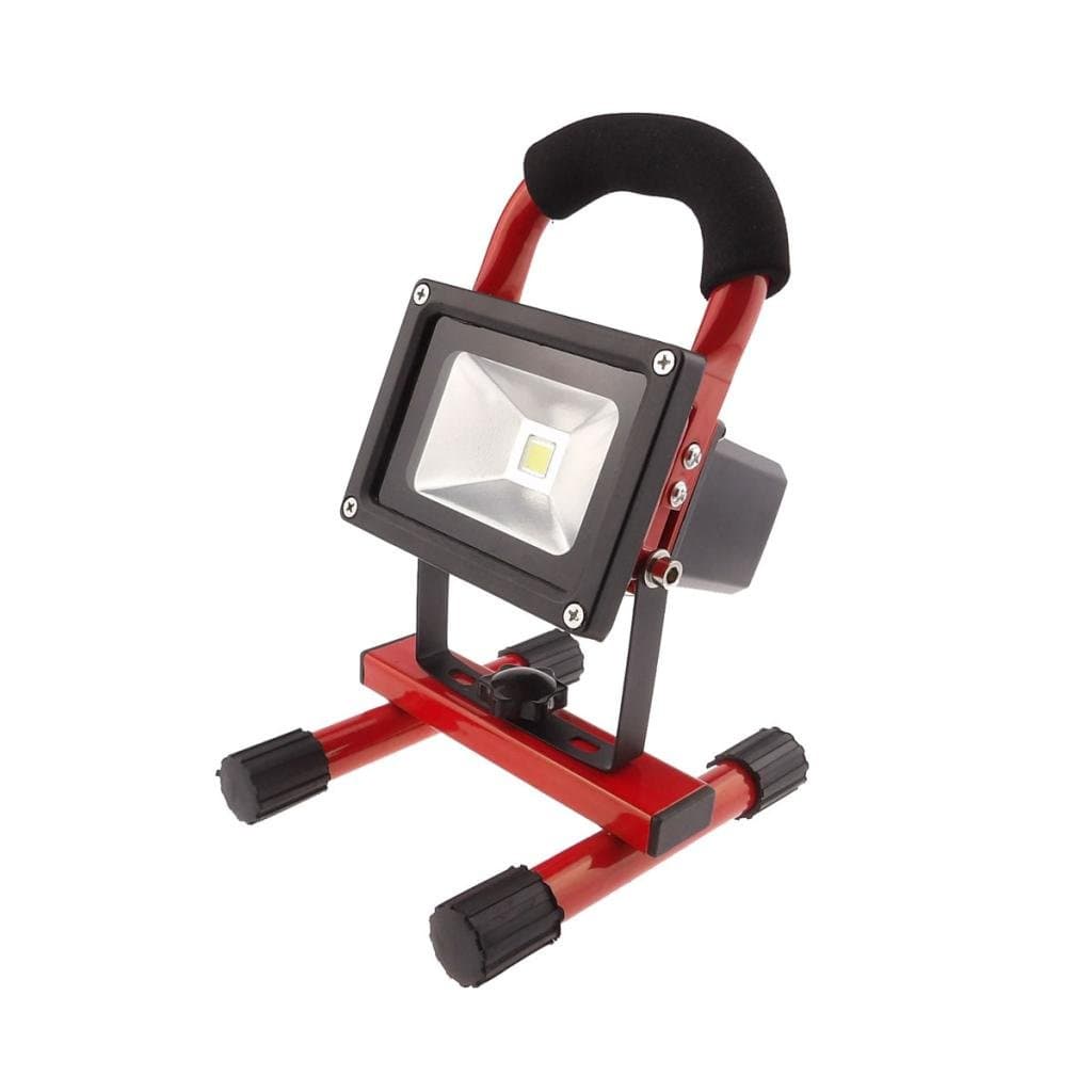 KHM LED Flood Light 10W Rechargeable Portable Cordless Work Light Durable Waterproof IP60 Emergency Trouble Light Stand for Car Traveling Camping Fishing 6000k -6500K Daylight White Energy Saving-Red