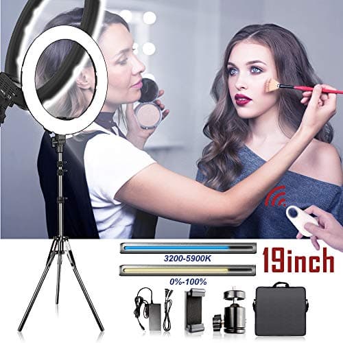 Ring Light, Travor Upgrade 19inch Outer 60W Dimmable 512PCS LED Ring Light with Stand Adjustable Color Temperature 3200K-5900K for Phone Camera YouTube Makeup Video Shooting, Portrait, Vlog, Selfie