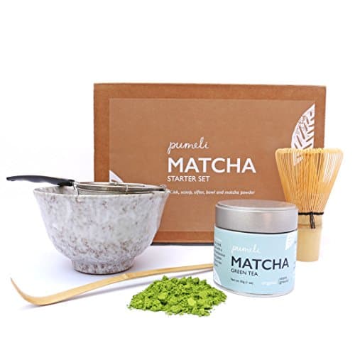 Matcha Tea Set by Pumeli with Strainer, Bowl to Make Japanese Green Tea – 1 Kit