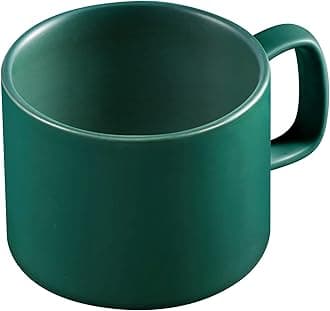 Coffee Mug 11 oz Tea Cup with Flat-Bottom Warming Coffee Milk for Office and Home (Green)