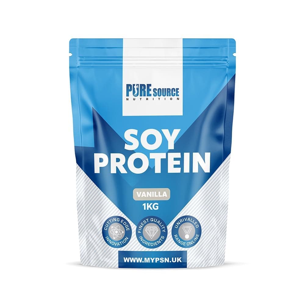 Pure Source Nutrition Soy Protein Isolate Powder (90% Protein) 1Kg Vanilla SOYA Protein Vegan Powder for Superfood Supergreens Dairy Free Plant Based Protein (1Kg, Vanilla)