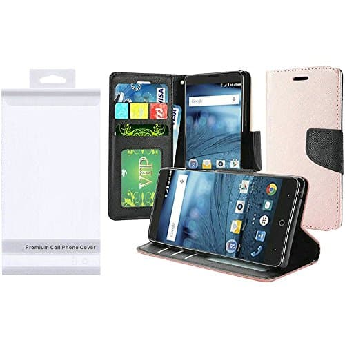 ZTE Avid 4/Tempo X Case, HRWireless Stand Folio Flip Leather [Card Slot] Wallet Flap Pouch Case Cover For ZTE Avid 4/Tempo X, Rose Gold