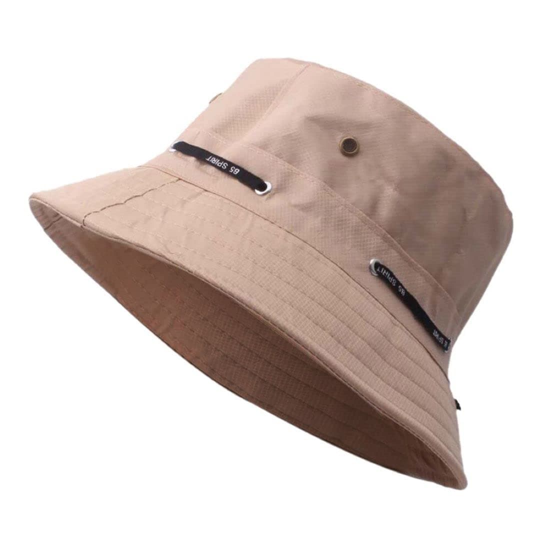 Unisex 100% Cotton Adjustable & Foldable Bucket Sun Hat (Beige)