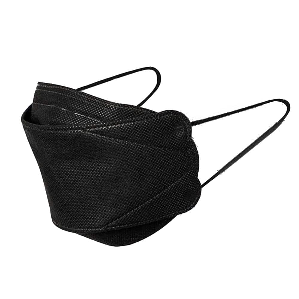[10 Pack] Black Disposable KF-94 Face Mask, Individual Pack, made in Korea, Disposable, Nose Mouth Covering Dust Face Mask, Adjustable Strap, Unisex Adult, 3D Ergonomic Design
