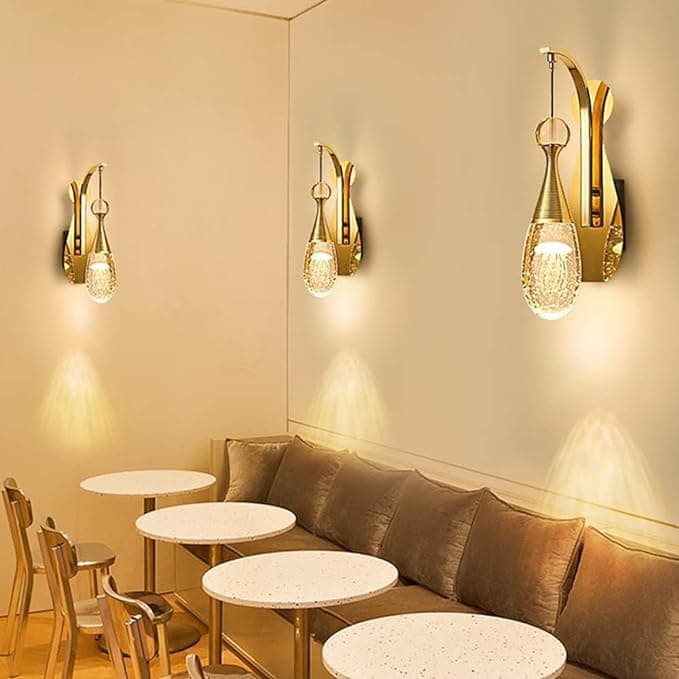 AFN Clear Cystal Wall Light Sconces, Moder Wall Lamp Wall Decor Cystals Finish Wall Light Fixtures for Living Room Bathroom Bedroom Hallway Vanity Light (5W 3000K)