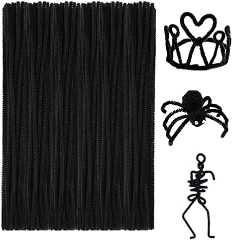 Beibi100 Pieces Black Pipe Cleaner, Flexible Chenille Stem, Can Bend, Twist and Curl, Creative Art Toys, DIY Craft Decor, Great for Toys, Decorations, Dolls and Birthday Card Craft Projects