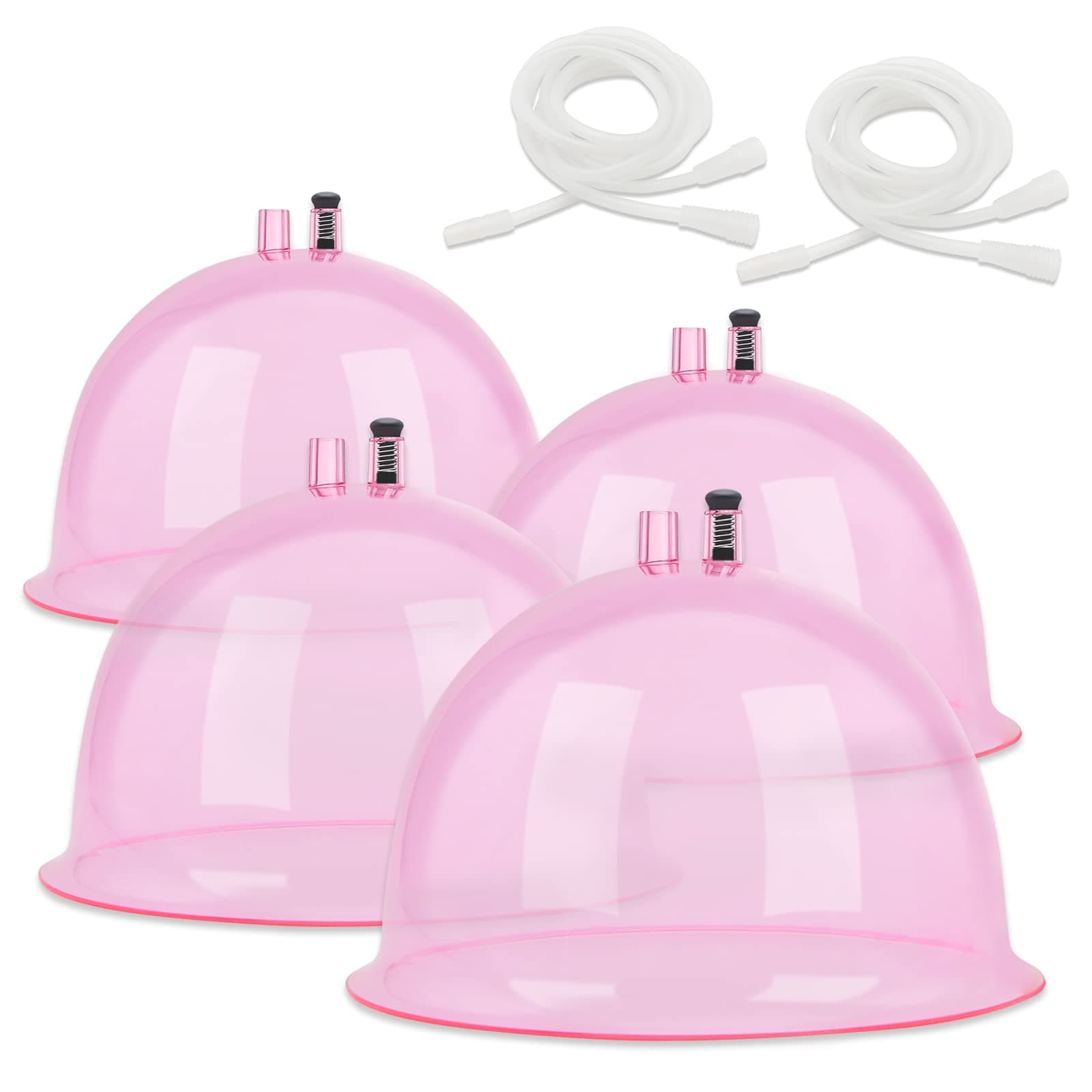 weiwei Buttock Vacuum Therapy Cups,180ml & 210ml XL Butt Shape Suction Cups (8.4 inch & 7.2 inch Diameter) Vacuum Cupping Machine Accessories with Y Hose for Buttock Lift,Body Massage (Pink-2) Pairs