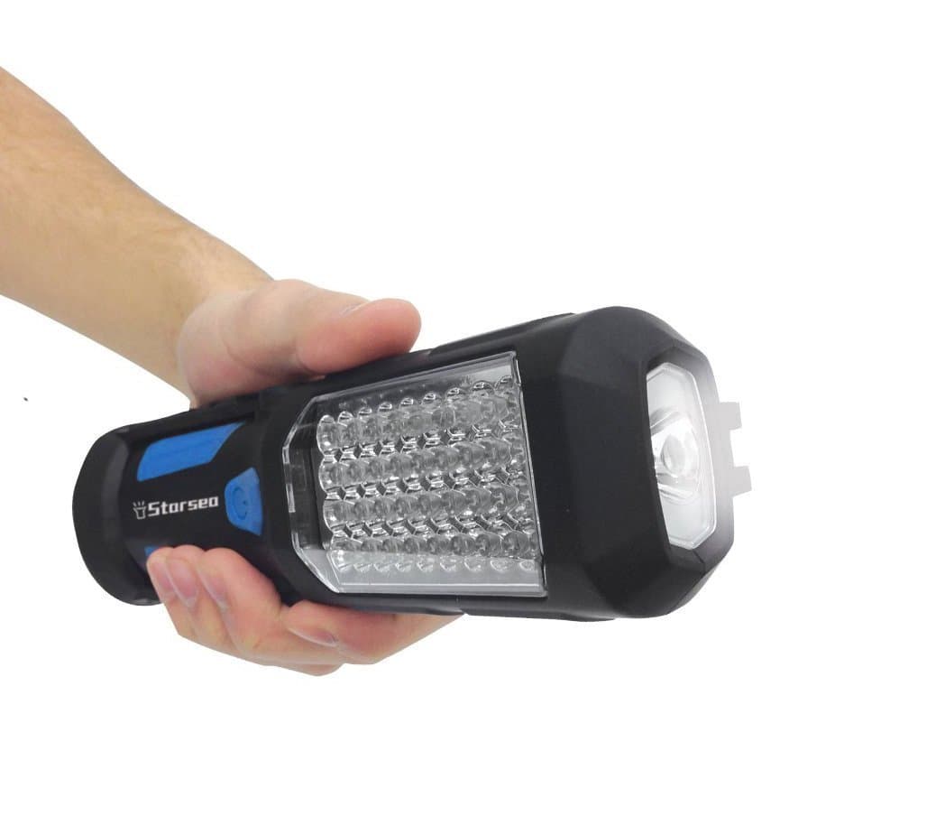 Starsea 36 LED Work Light and 5 LED Flashlight for Household, Workshop, Garage, Auto, Camping, Emergency Kit with Magnet and 360 Degree Rotating Hanging Hook, Blue