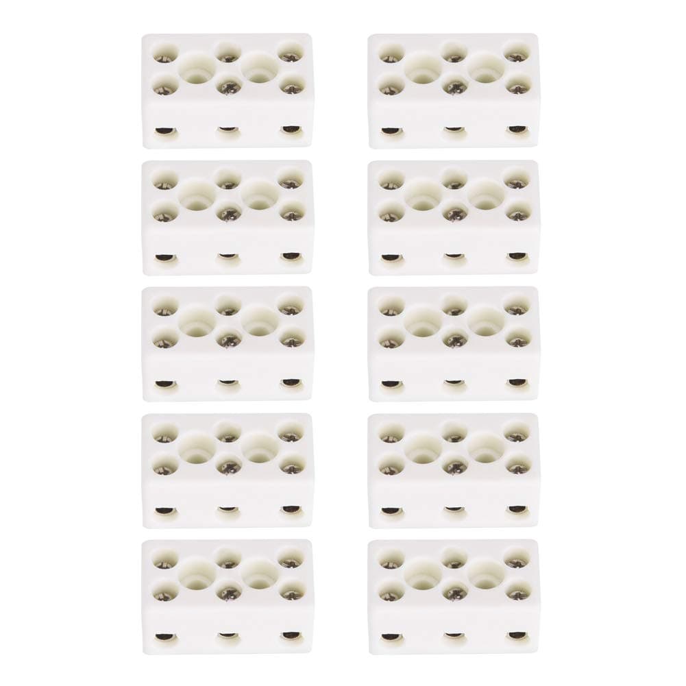 Ceramic Terminal Block, 10PCS 3 Way 24a High Temp Porcelain Ceramic Connectors for Electric Wire Cable - and Versatile Terminal Blocks for Secure Connections