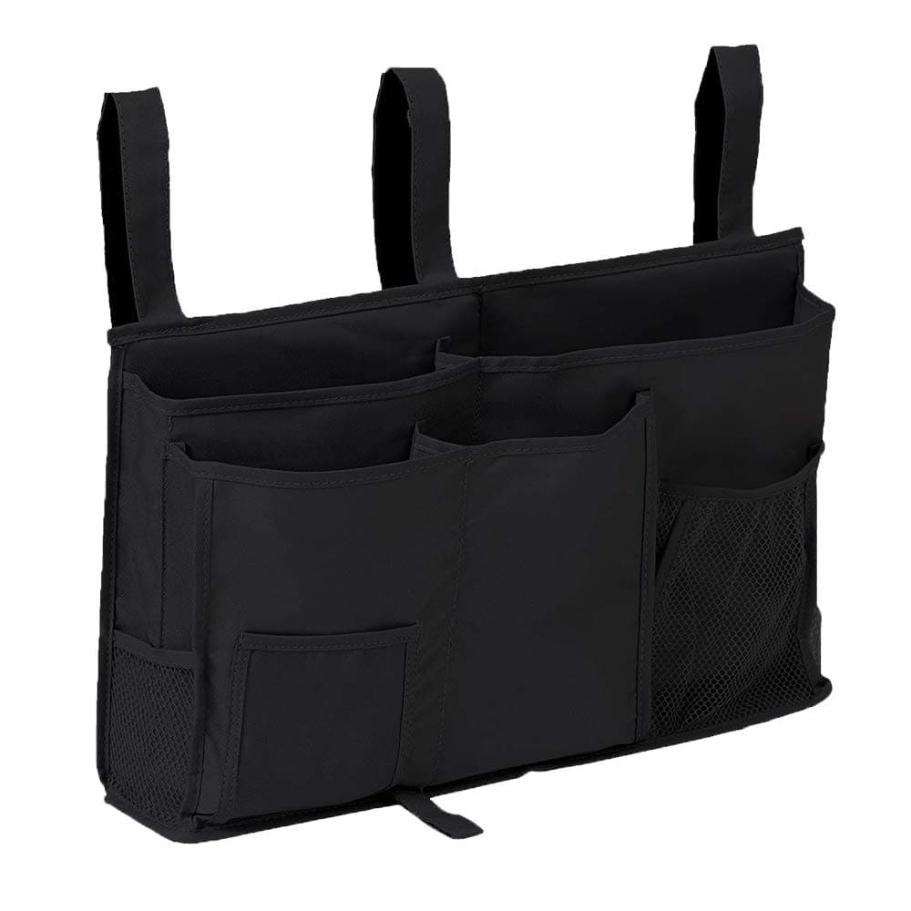 Bunk Bed Organizer, Bedside Storage Caddy, Hanging Pocket for Camp, Dorm Room, Hospital Bed Rail and More (Black)