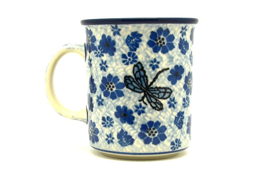 Polish Pottery Mug - Straight Sided - Hidden Dragonfly