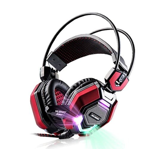 HKKMDA Double Bridge Wired Noise Isolation USB Gaming Headset with Microphone - Black / Red