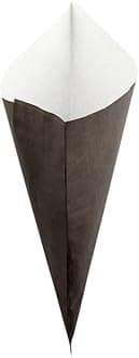 Restaurantware Cone Tek 7.9 Inch French Fry Cones 100 Greaseproof Food Cones - Sustainable For Appetizers And Charcuterie Black Paper Snack Cones Perfect For Kiosks Or Concession Stands