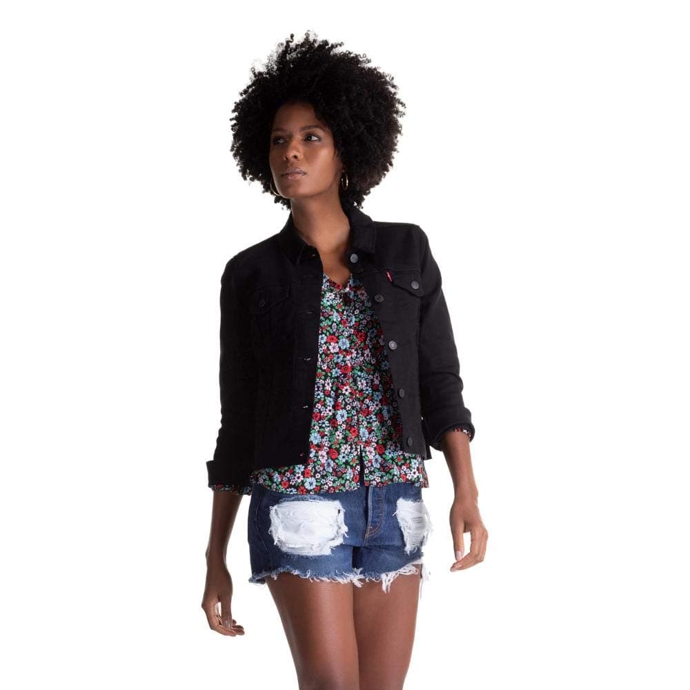 Levi's Women's Original Trucker Jacket Denim, Black and Black, XS