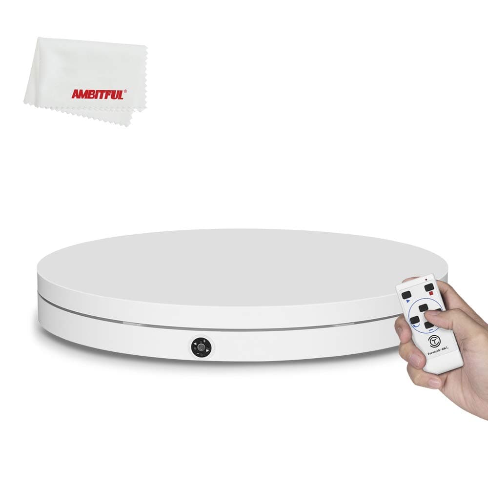 OPENCLOUDWhite 60cm 360 Degree 3D Remote Control Adjustable Speed Direction Electric Rotating Shooting table for Photography Load 110KG
