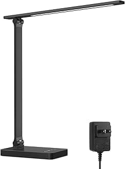 LED Desk Lamp for Home Office, 9.5W 750LM Metal Touch Control Desk Light, 5 Color Modes 5 Brightness Level, Eye Caring Task Lamp For Reading, Sewing, Crafts, School Supplies, Puzzle Light, Black