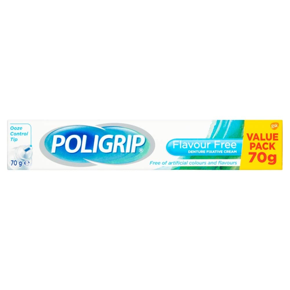 Poligrip Flavour Free Denture Fixative Cream Value Pack, 70 g