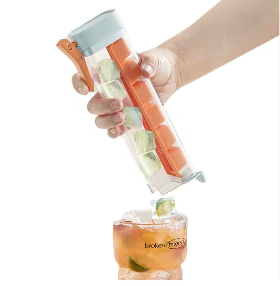 Easy Release Portable Ice Cube Trays Orange color, 6-cell Ice Maker with One Press